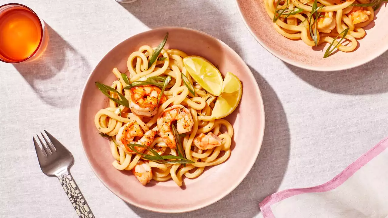 Shrimp Scampi Udon With Doenjang Butter Sauce