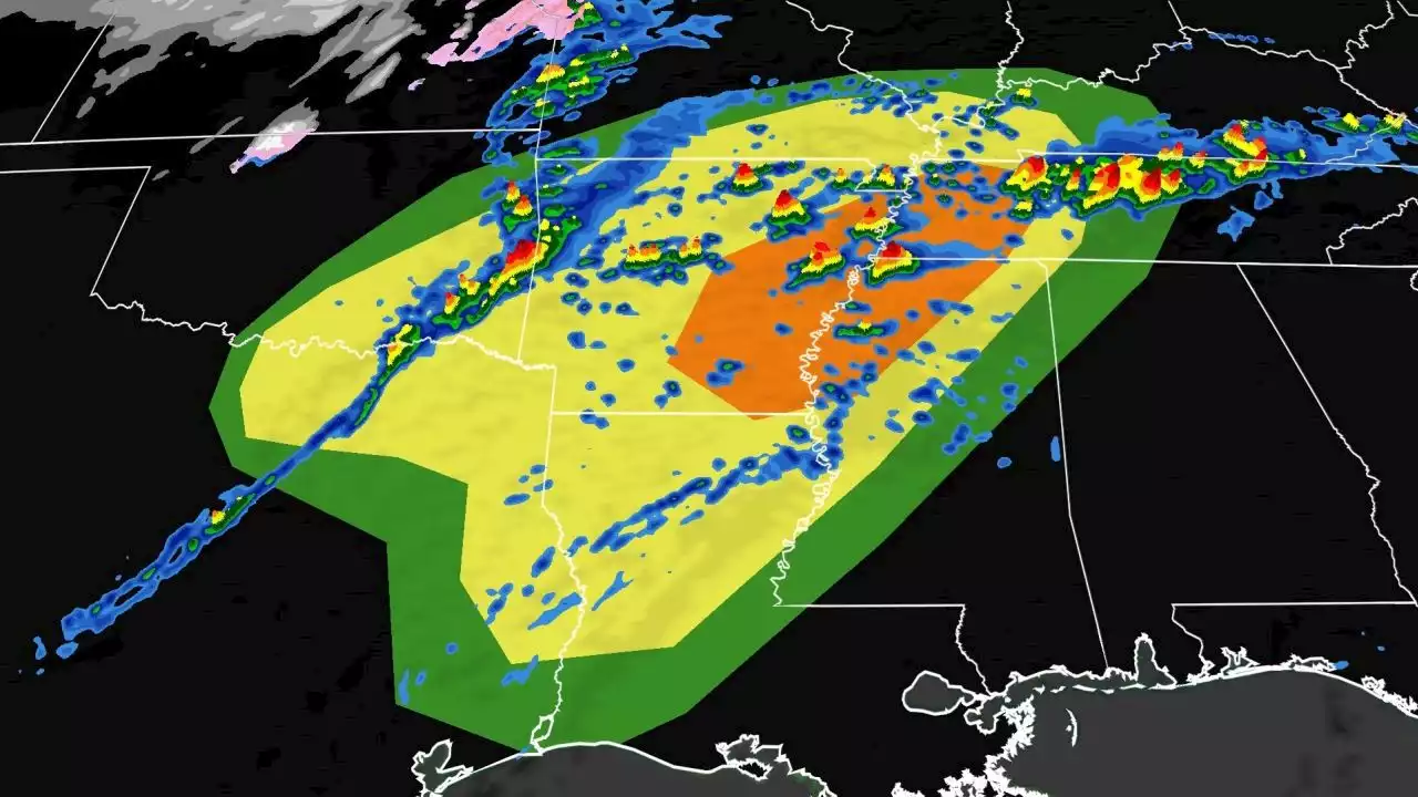 Más de 20 millones de personas están bajo amenaza de fuertes tormentas en el sur de EE.UU. Y el riesgo se extiende este jueves