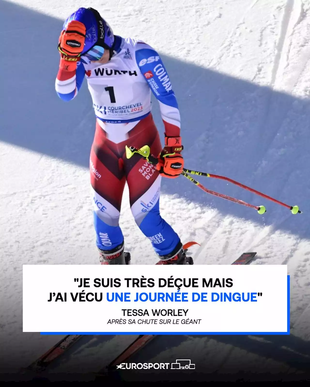 Tessa Worley, déchirement et fierté, après sa chute en géant : 'Je suis très déçue mais j’ai vécu une journée de dingue'