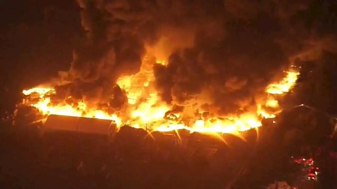 Firefighters battling massive, raging fire burning several acres near nursery in Kissimmee