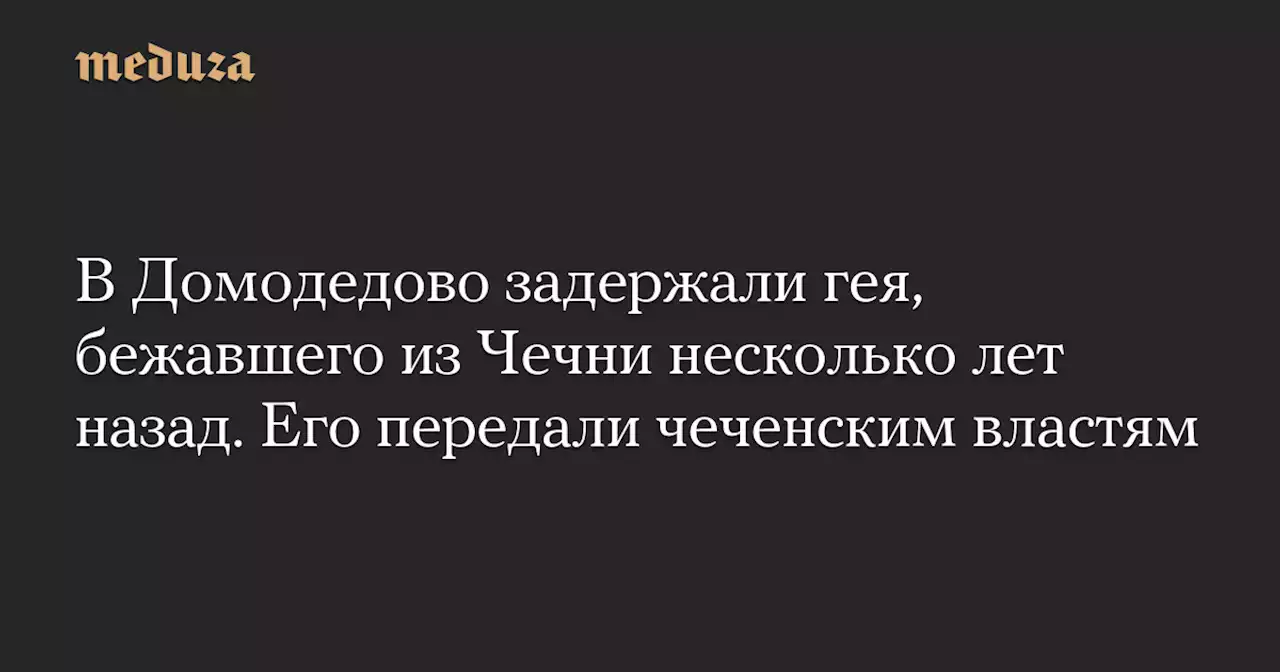 В Домодедово задержали гея, бежавшего из Чечни несколько лет назад. Его передали чеченским властям — Meduza