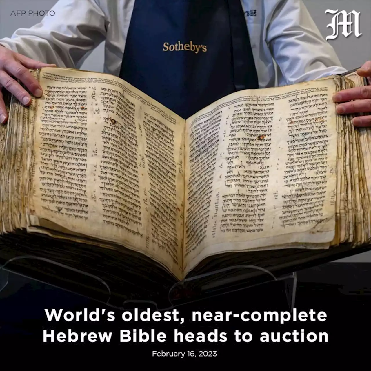 World's oldest, near-complete Hebrew Bible heads to auction