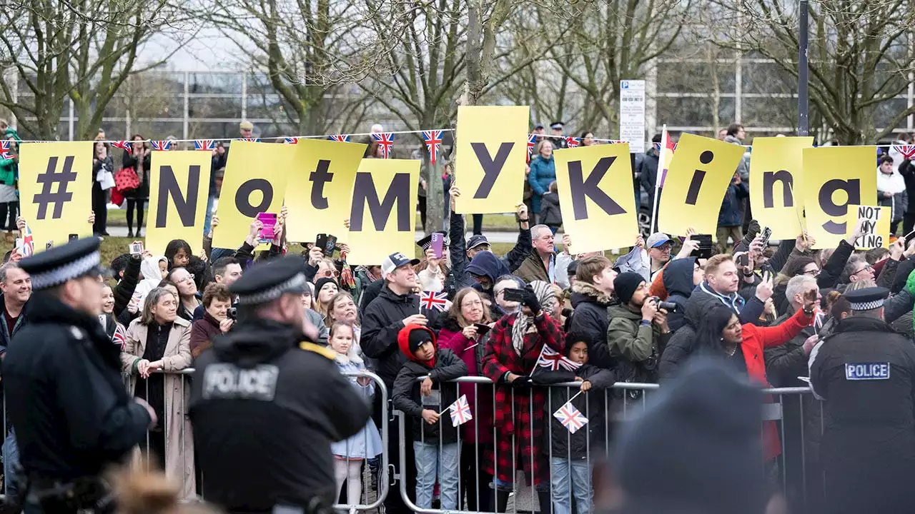 King Charles faces protesters holding ‘Not my king’ signs at event