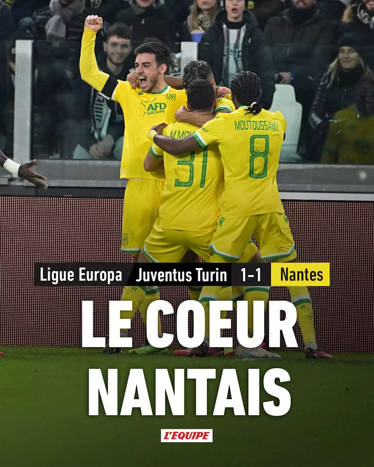 Nantes accroche la Juventus et peut rêver des 8es de finale de la Ligue Europa