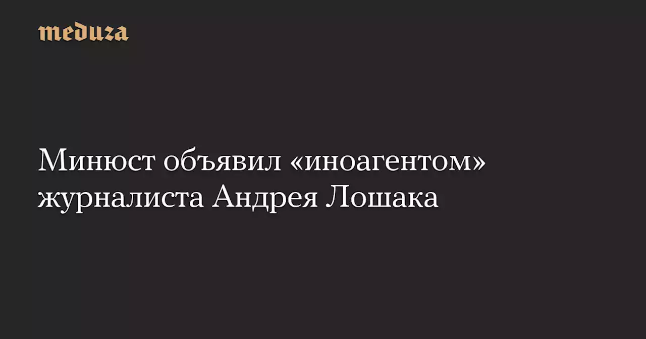 Минюст объявил «иноагентом» журналиста Андрея Лошака — Meduza