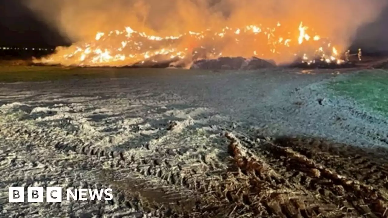 Saxondale: Police and fire service investigate hay bale blaze