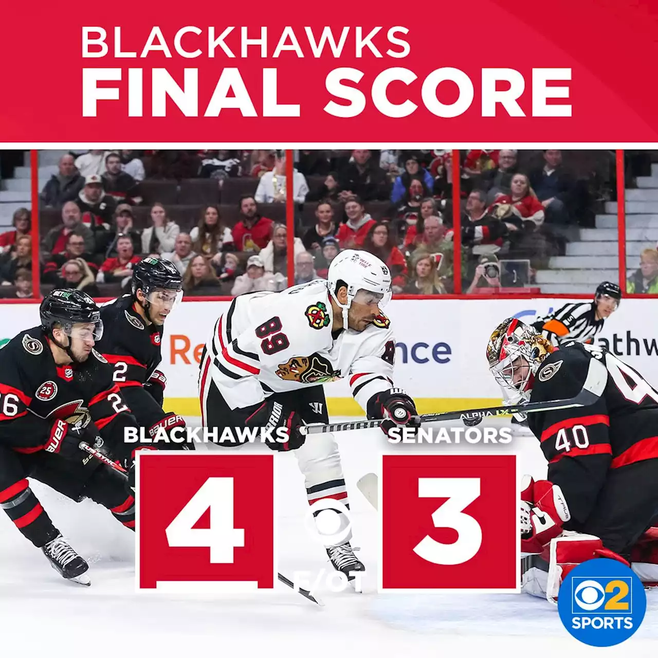 Athanasiou scores in OT, Blackhawks beat Senators