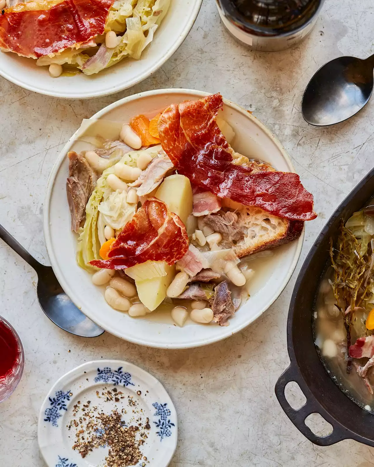 Hearty Vegetable Stew with Duck Confit and Cabbage (Garbure Gasconne)