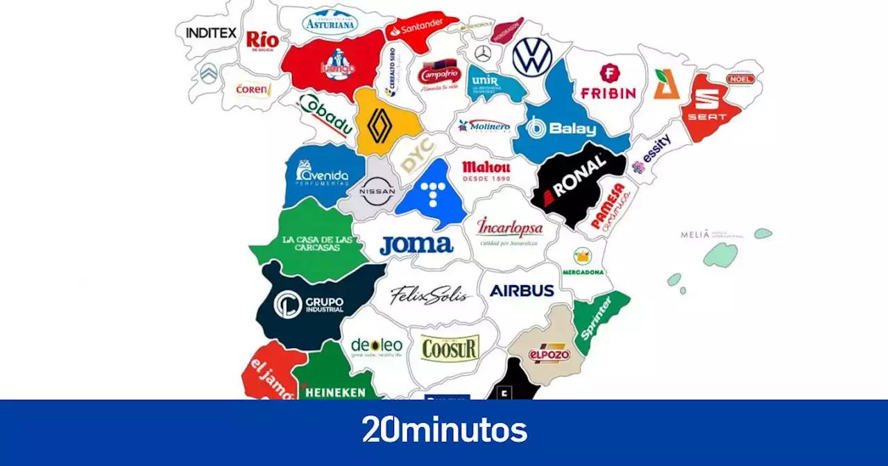 El mapa que muestra las empresas más importantes de cada provincia en España