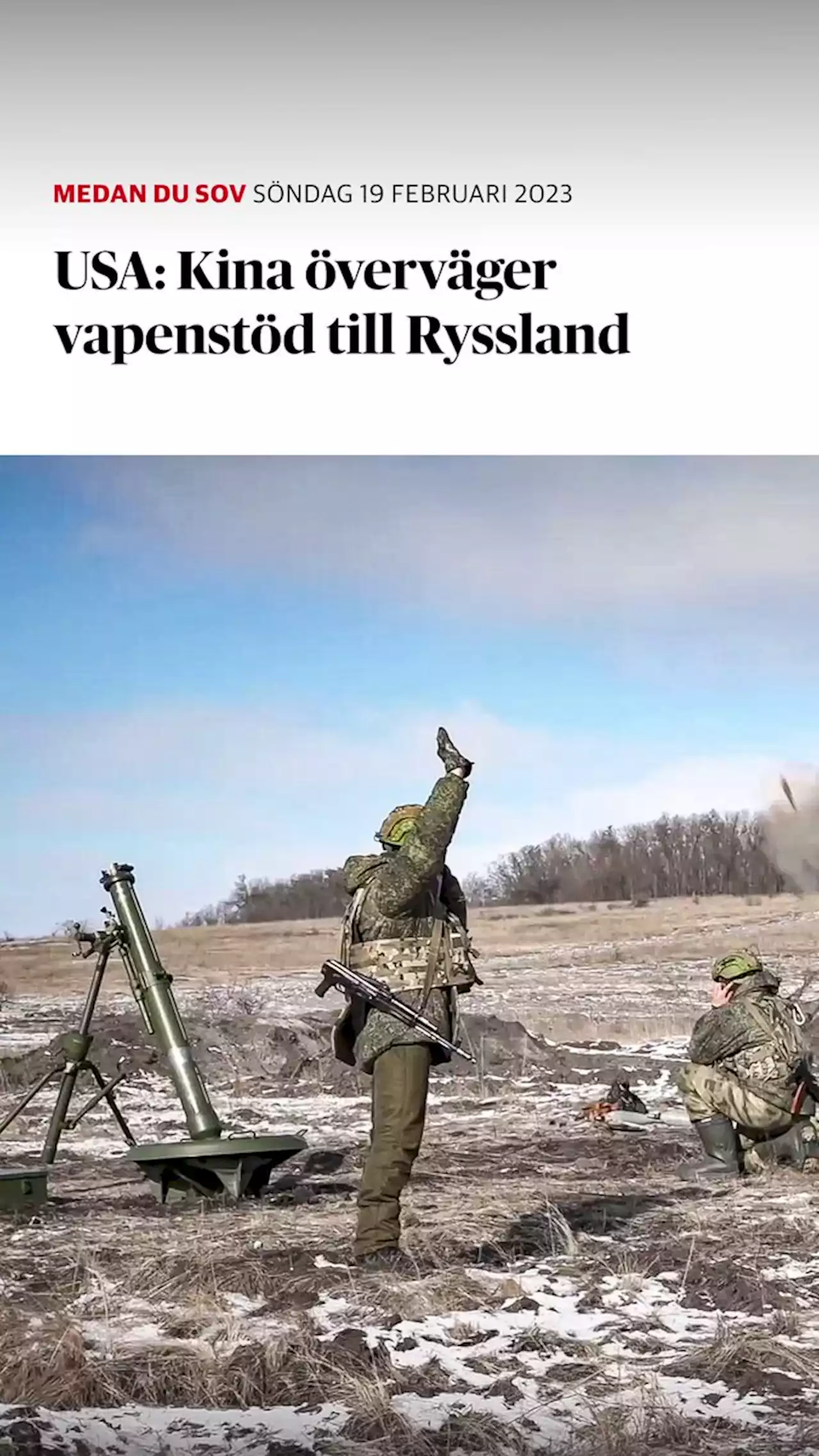 USA: Kina överväger vapenstöd till Ryssland