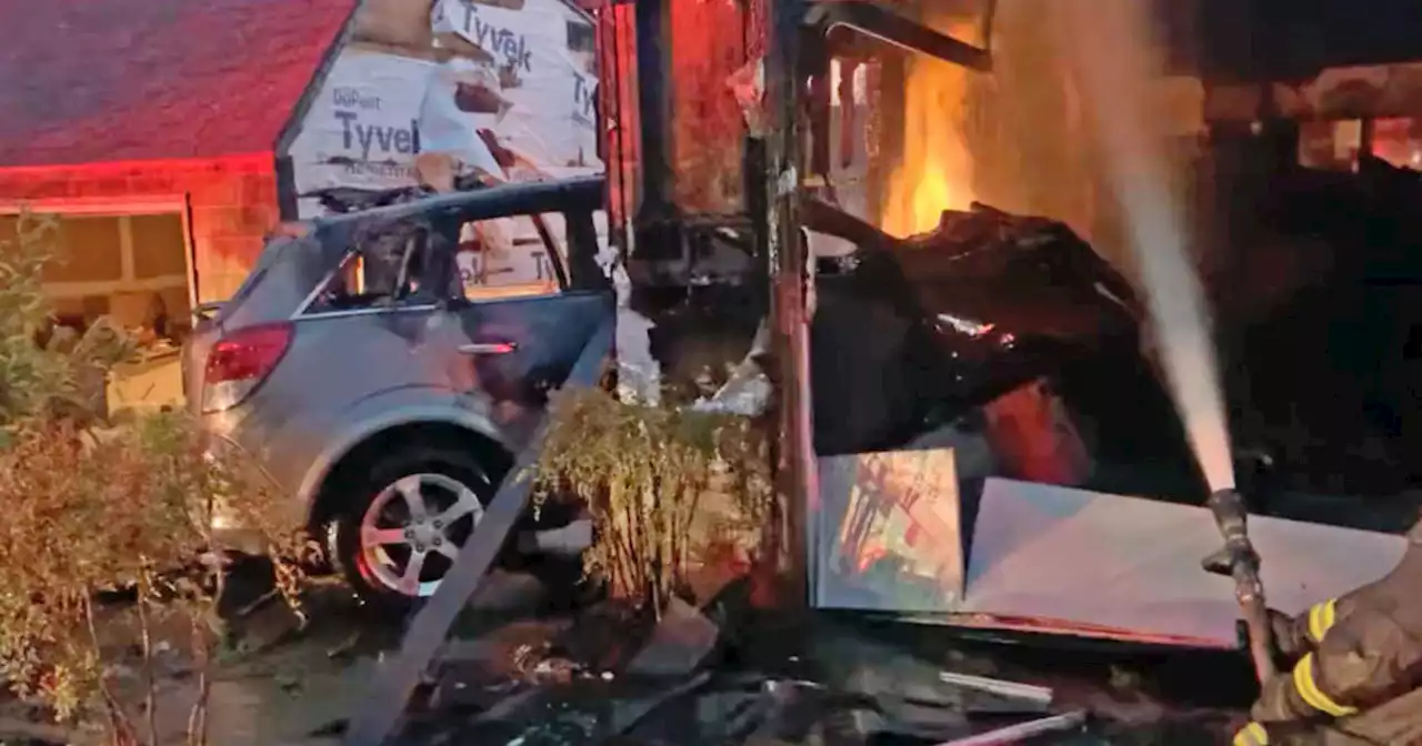 2 children hurt, gas fire erupts after car crashes in Oakland Hills