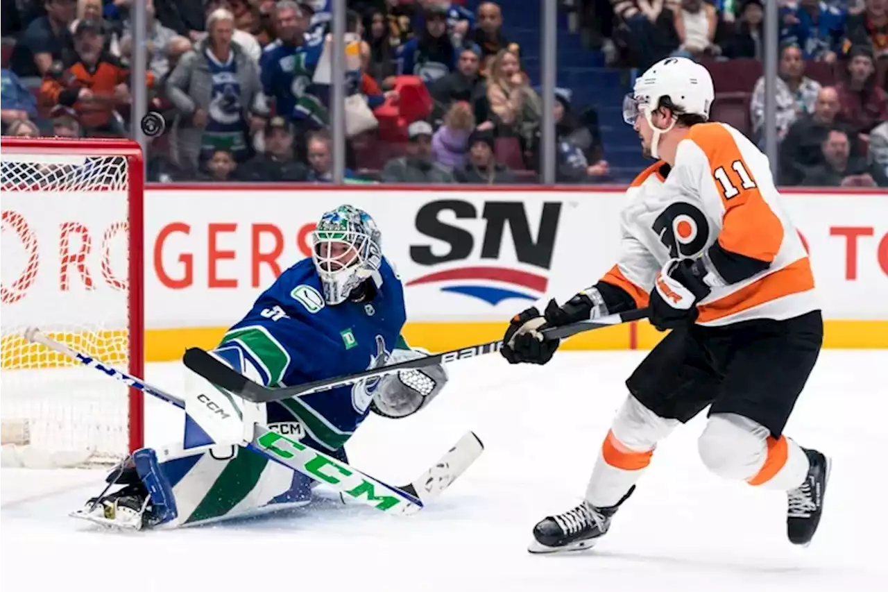 Flyers lose fourth in a row, falling 6-2 to Vancouver Canucks