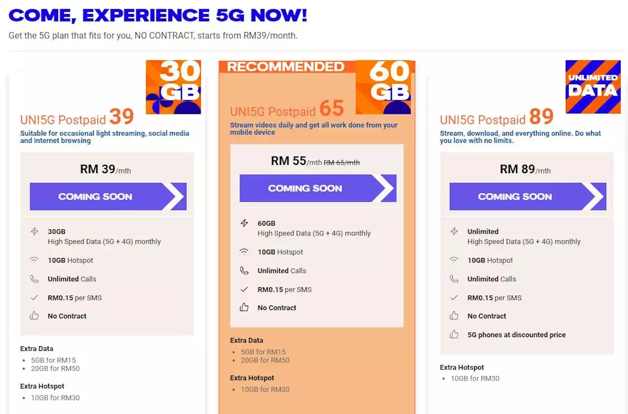 TM reveals new Uni5G postpaid plans priced from RM39/month - SoyaCincau