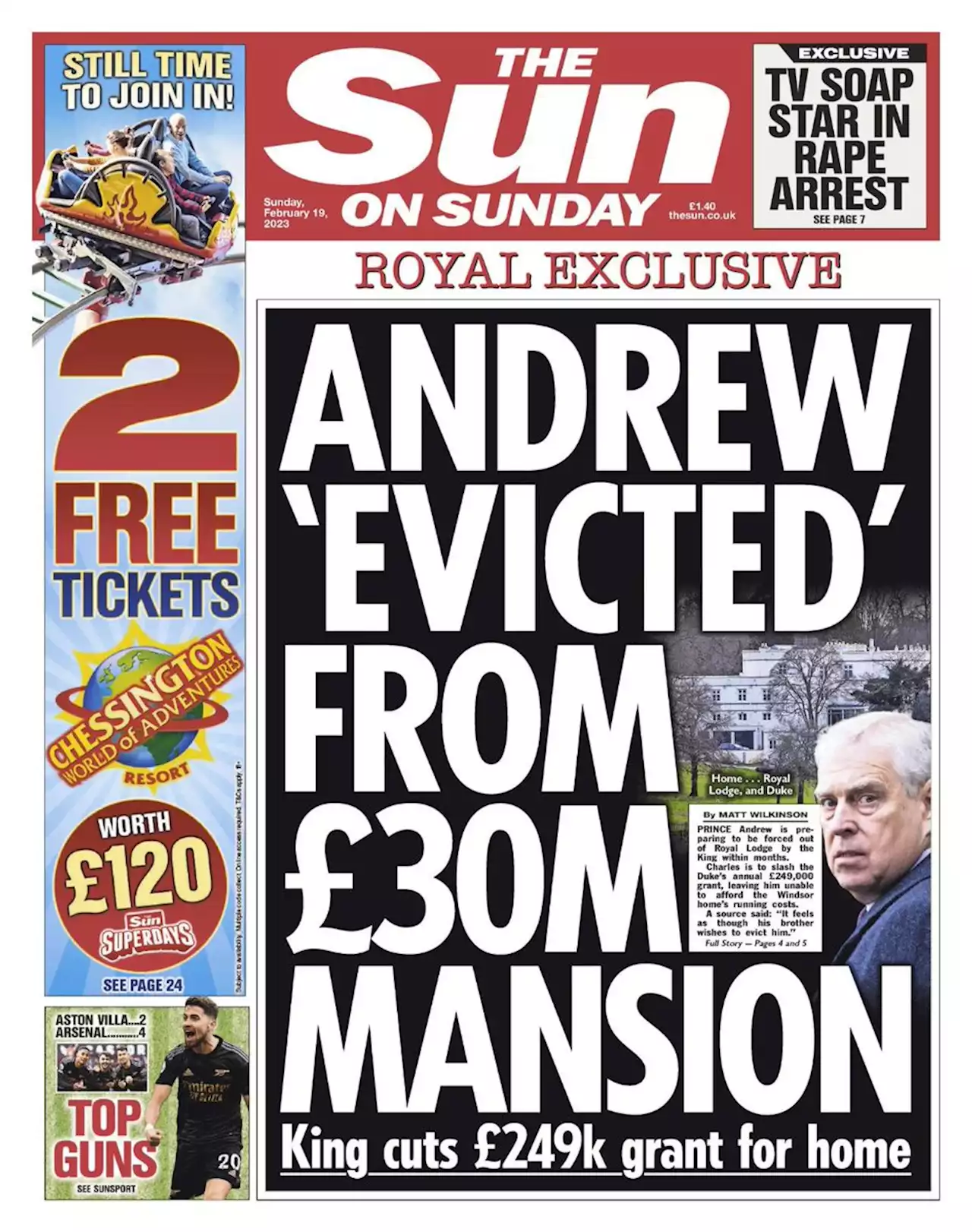 Prince Andrew fears 'eviction' from £30m mansion as £250k salary is cut