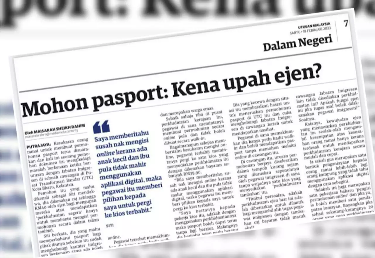 Pegawai imigresen, ejen berpakat baharui pasport?