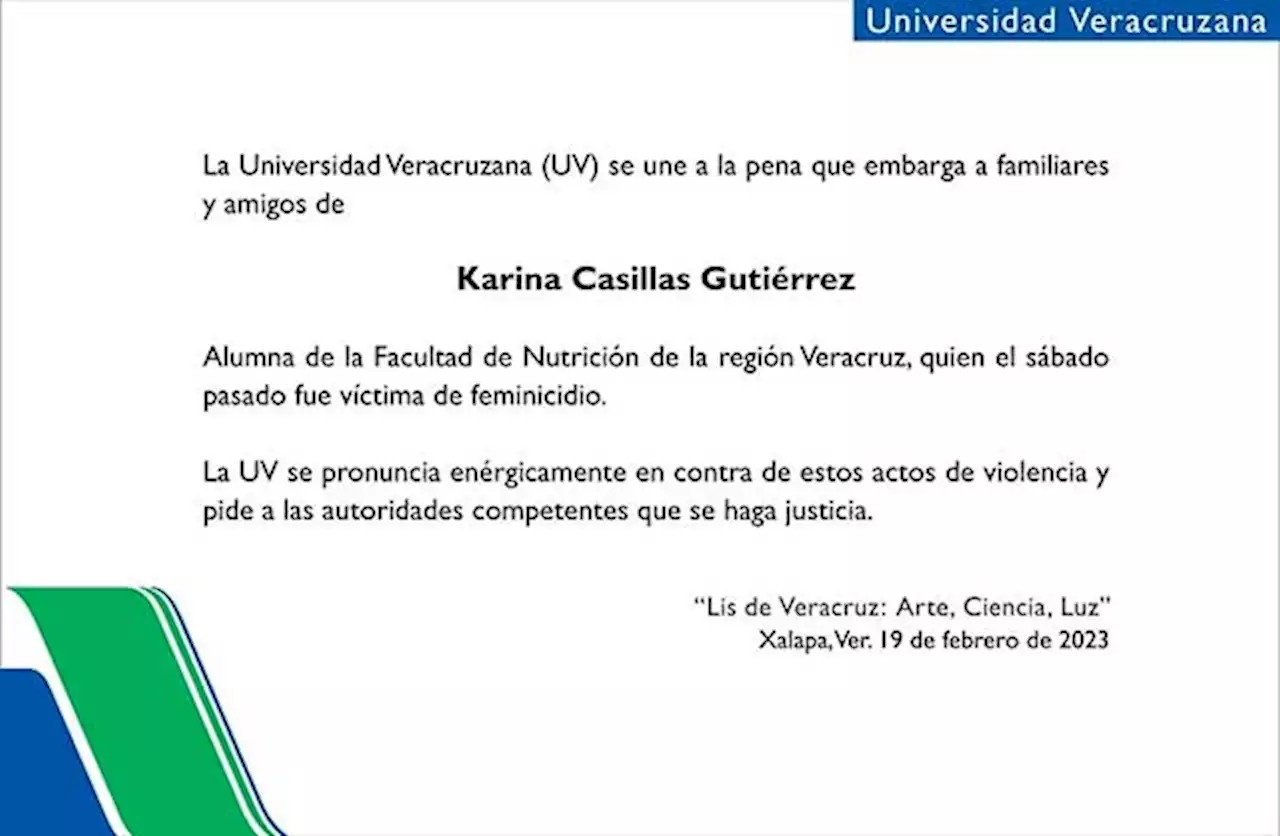 UV exige justicia por asesinato de alumna de Nutrición, en Veracruz Puerto