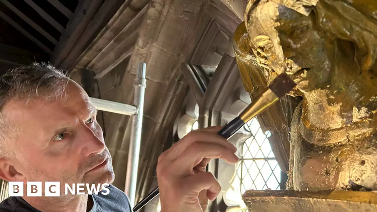 Golden angels emerge from 500-year-old Nottingham church