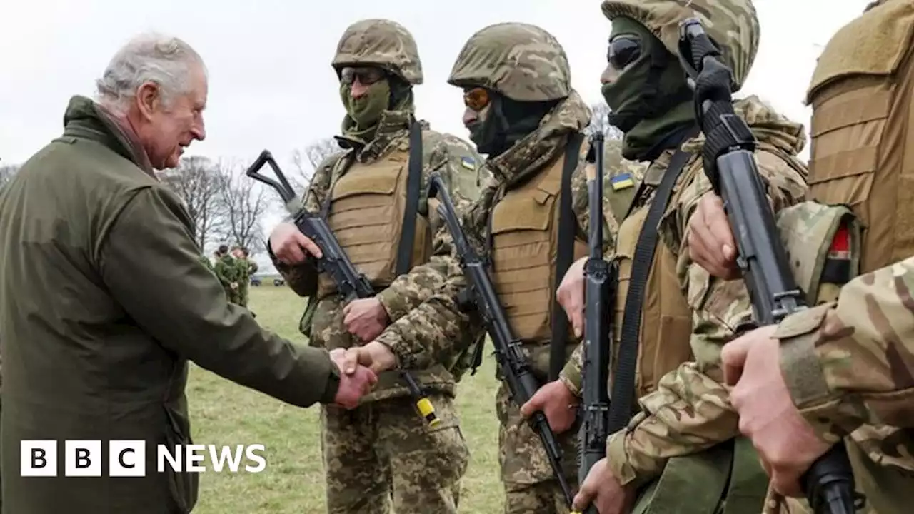 King Charles watches Ukrainian troops training in Wiltshire