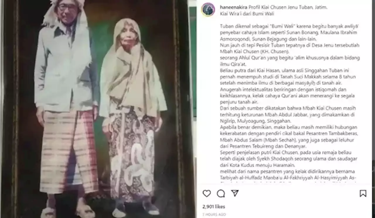 Istri Hanan Attaki Unggah Foto Kakeknya, Pendiri NU Tuban