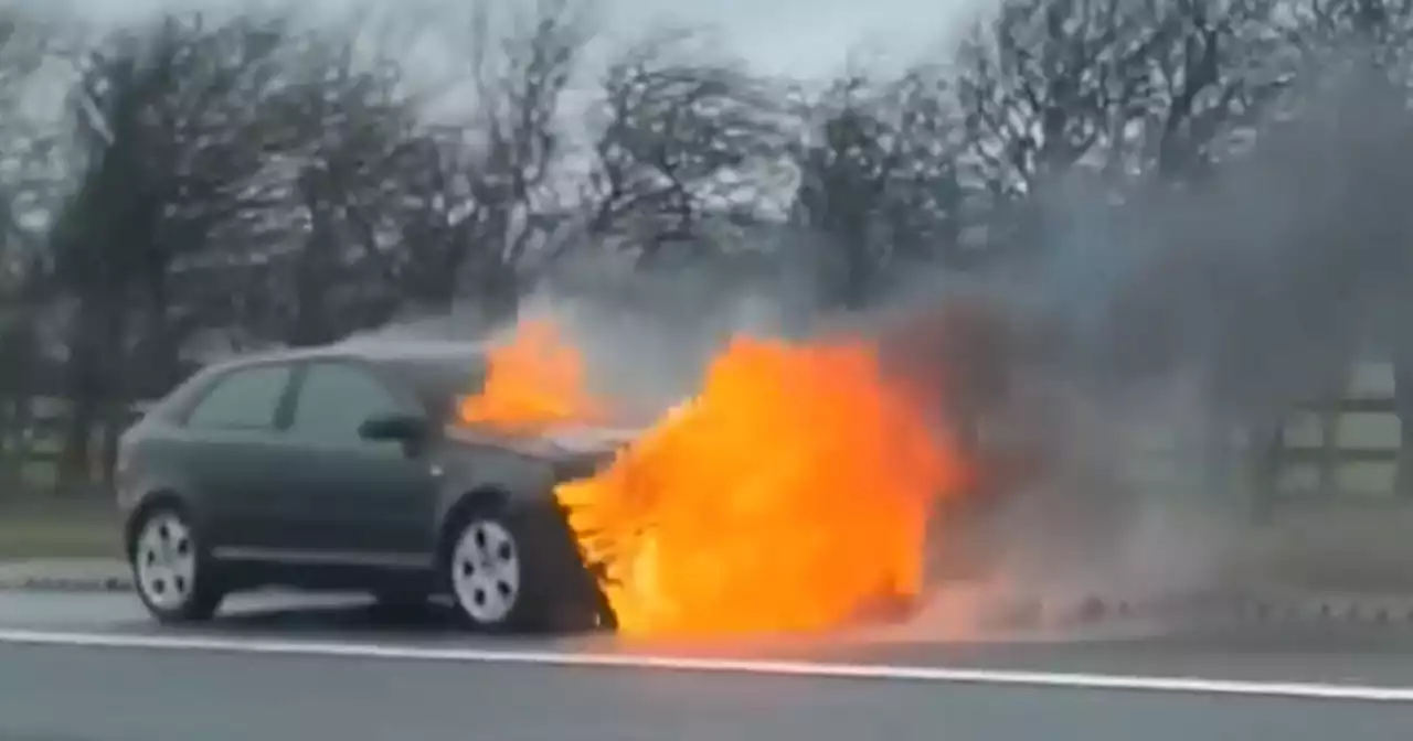 Car bursts into flames on Scots motorway as emergency services race to scene