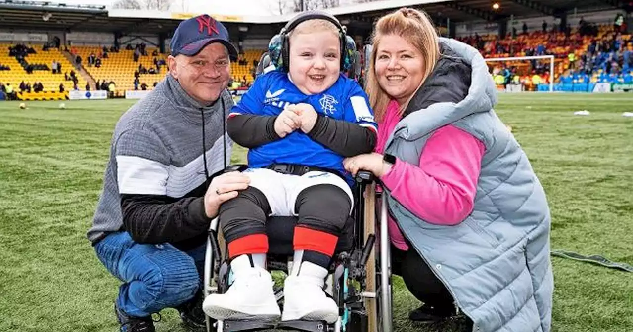 Young Gers fan becomes Scotland's first wheelchair mascot to make it on pitch