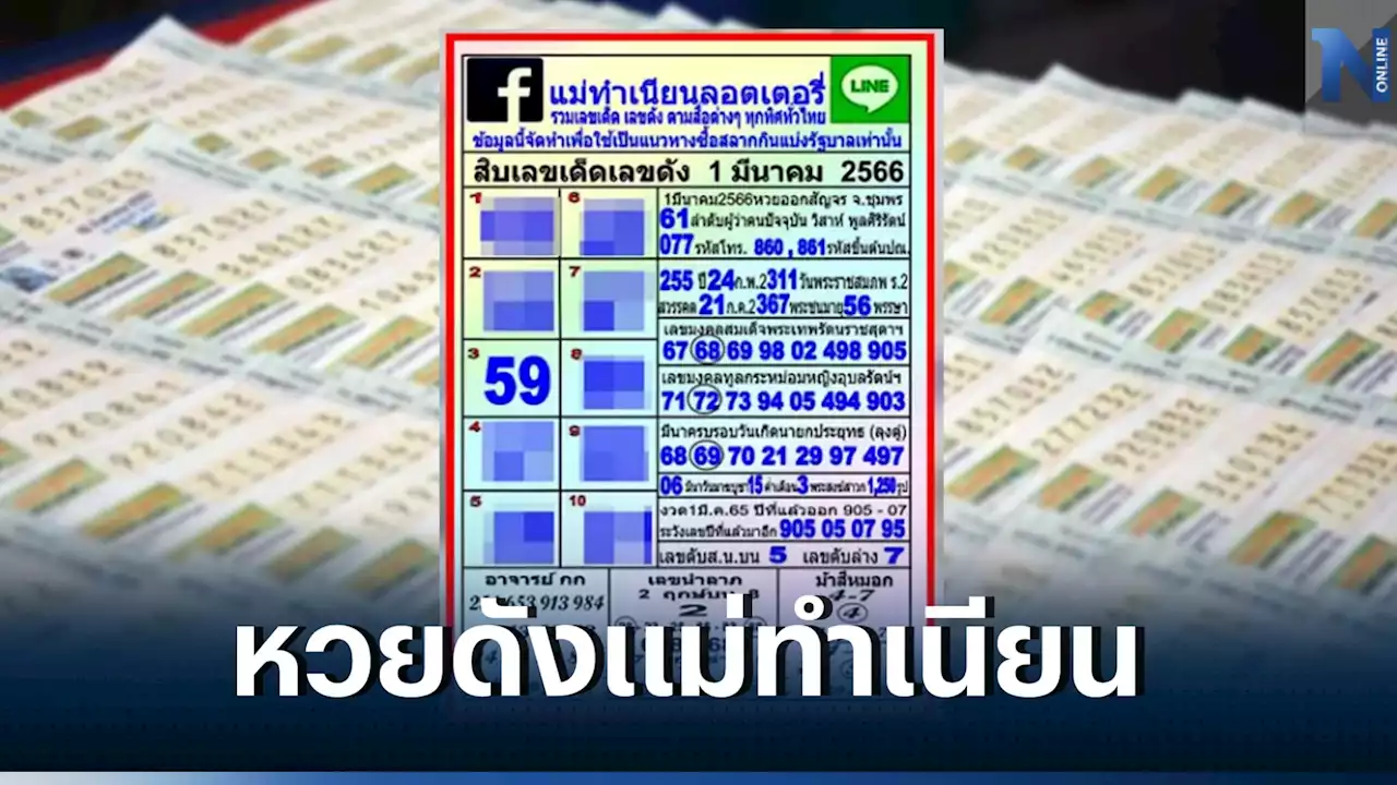 เรียงให้ครบแล้วจ้า 10 เลขเด็ดเลขดัง 10 เลขสุดปัง หวยแม่ทำเนียน งวด 1/3/66