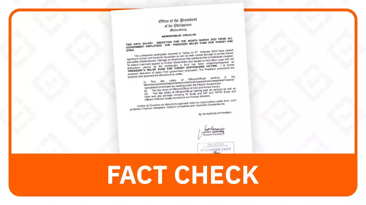 FACT CHECK: No Malacañang memo on salary deduction for gov’t employees