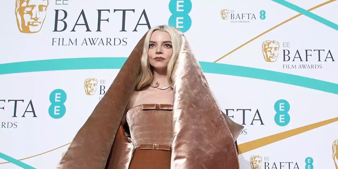 Anya Taylor-Joy Gets Cloaked in a Couture Schiaparelli Champagne Mini Dress for Dramatic Arrival at BAFTA Red Carpet 2023