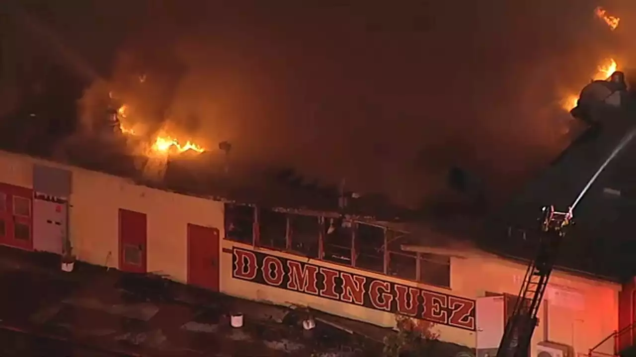 Firefighters battle large fire at Dominguez High School in Compton