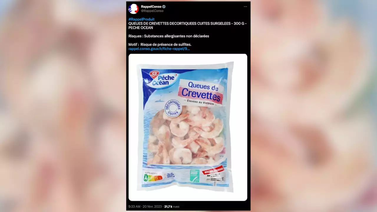 Rappel de produit : ces crevettes vendues chez Leclerc présentent un «risque de présence de sulfites»