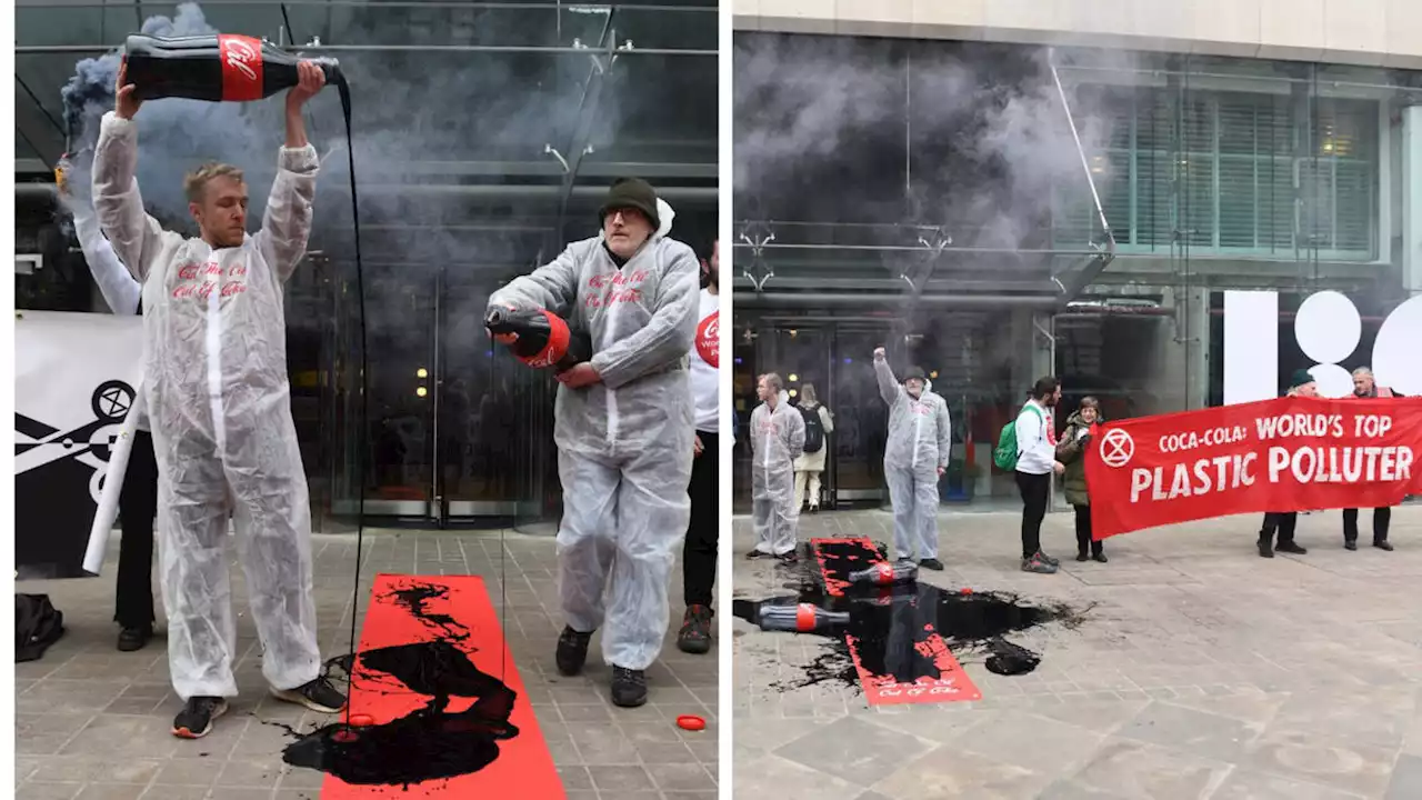 Extinction Rebellion stunt targets London Fashion Week red carpet and 'world's biggest plastic polluter' Coca-Cola