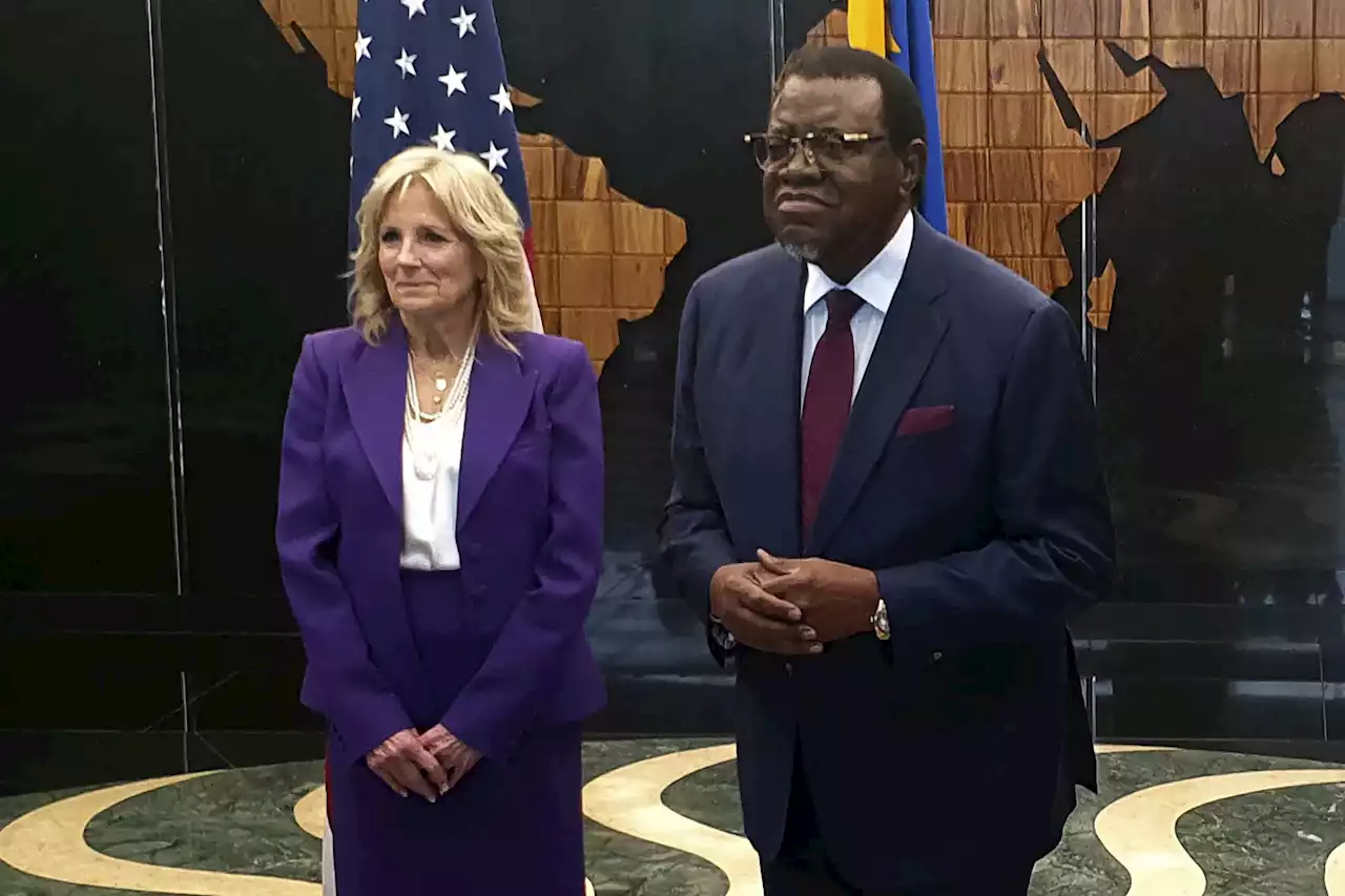 Namibian dancers, president welcome Jill Biden to Africa