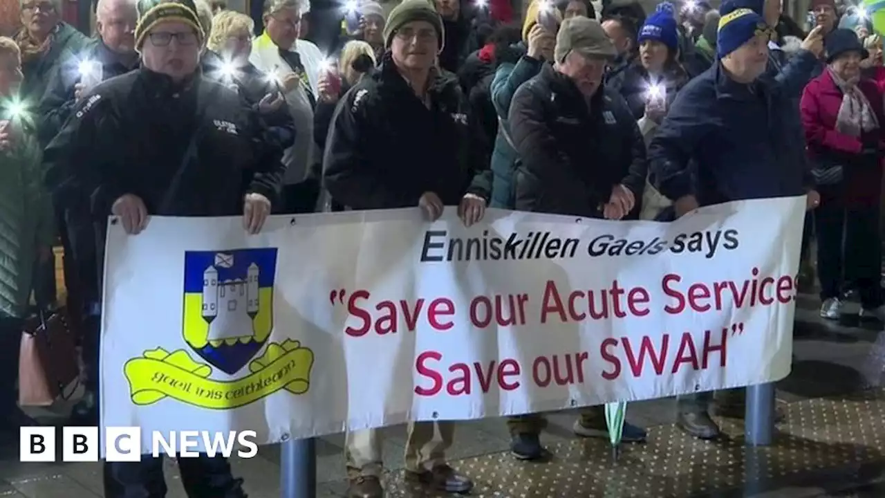 South West Acute Hospital: Hundreds protest at cuts rally