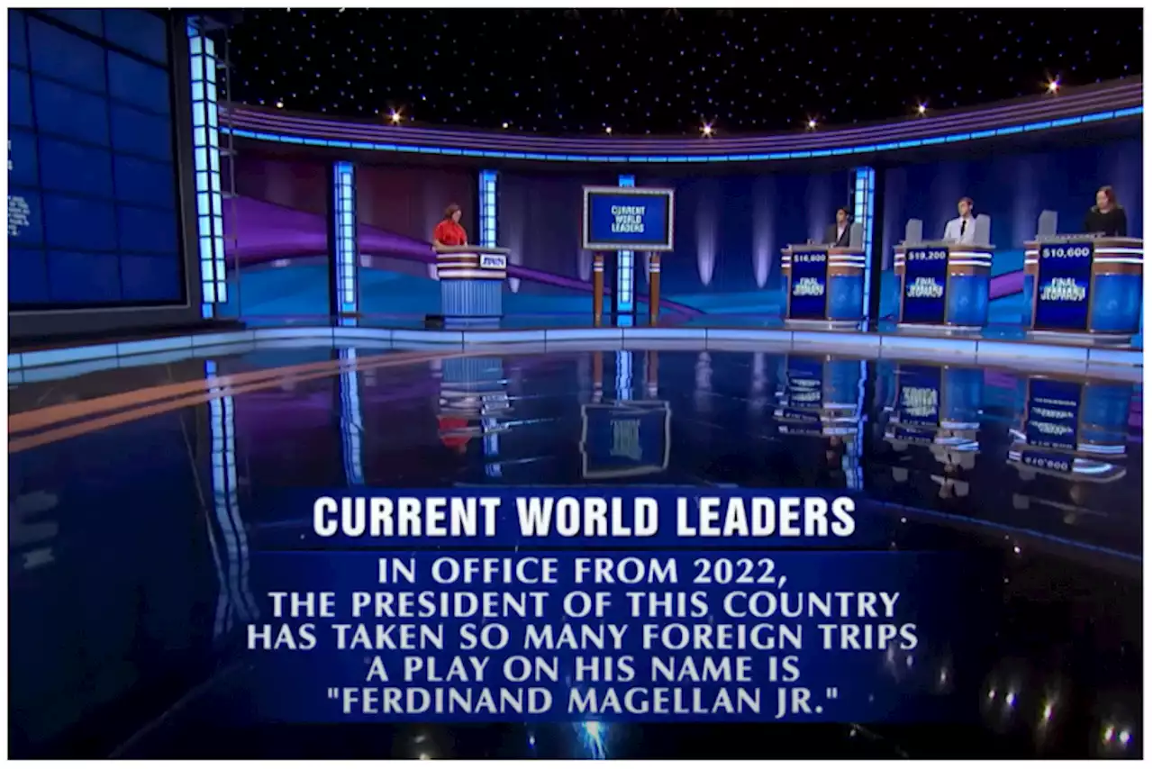 Quiz show 'Jeopardy' references Marcos Jr's 'many foreign trips'