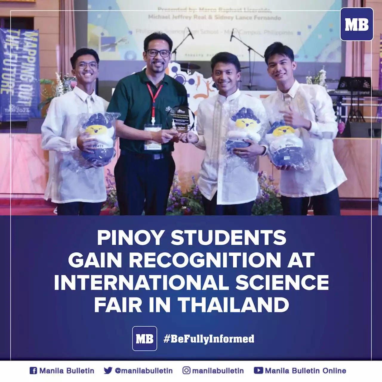 3 Pisay students get recognized at int'l science fair in Thailand