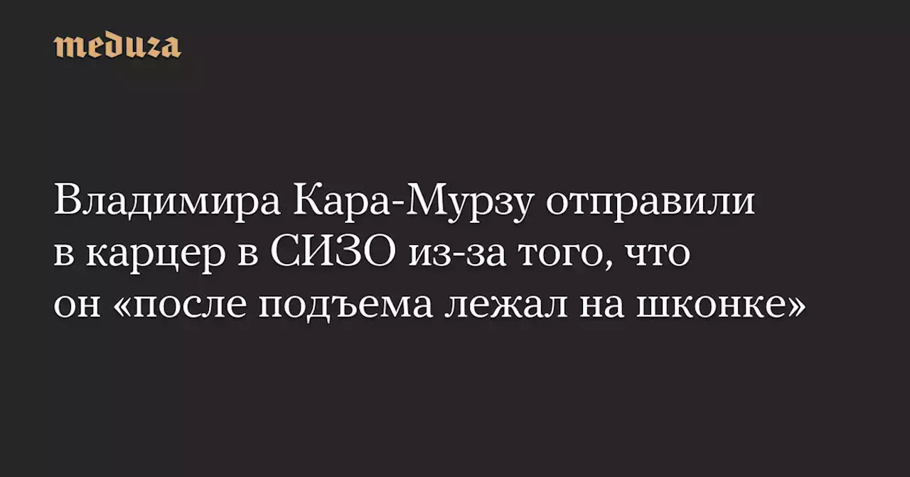 Владимира Кара-Мурзу отправили в карцер в СИЗО из-за того, что он «после подъема лежал на шконке» — Meduza