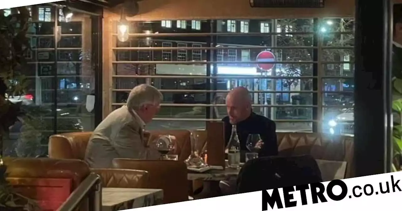 Sir Alex & Ten Hag enjoy a glass of wine together as Madrid batter Liverpool