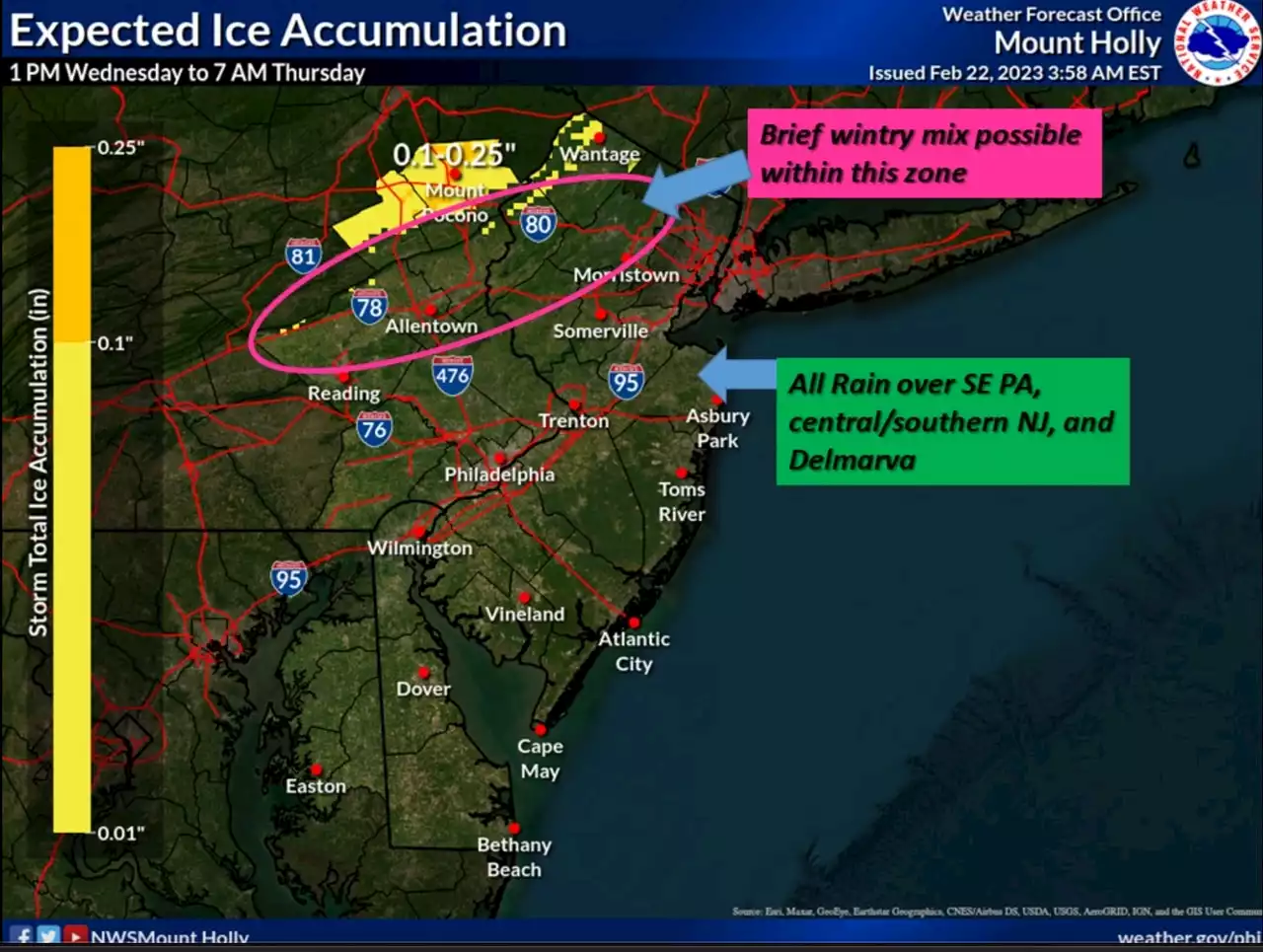 Brief wintry mix in N.J. forecast, but rain likely for most. Highs Thursday could hit 70s.