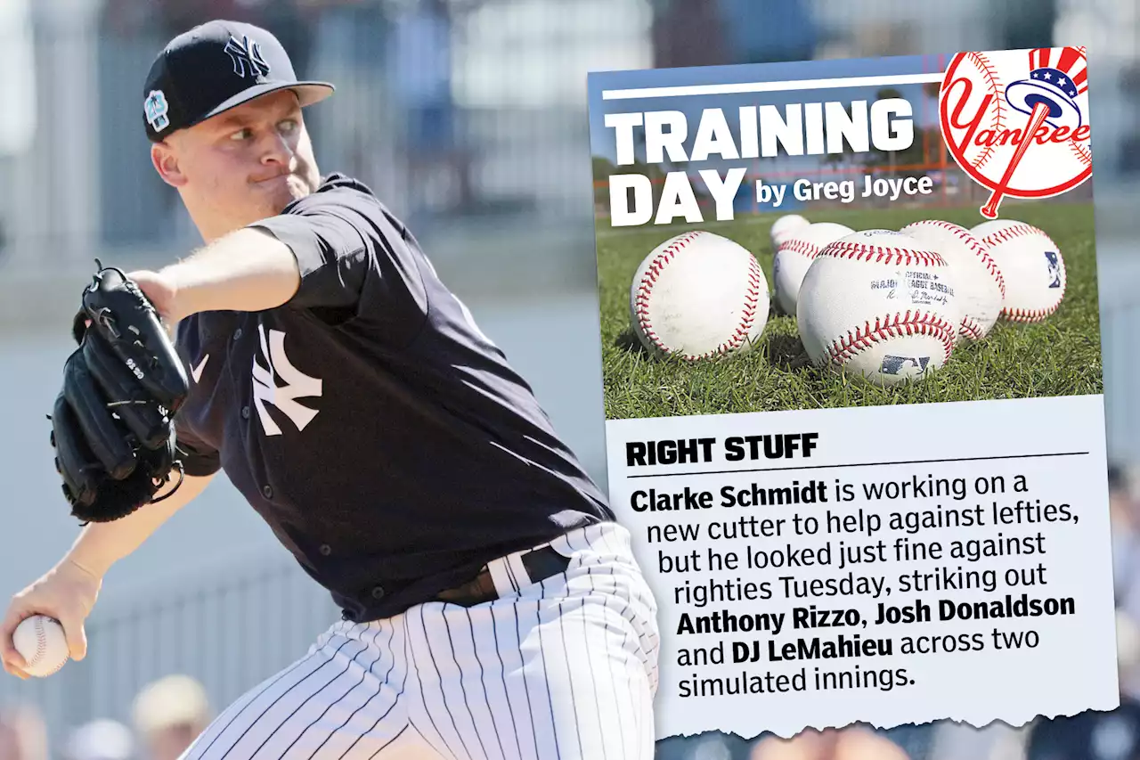 Yankees’ Clarke Schmidt strikes out three while working on new cutter