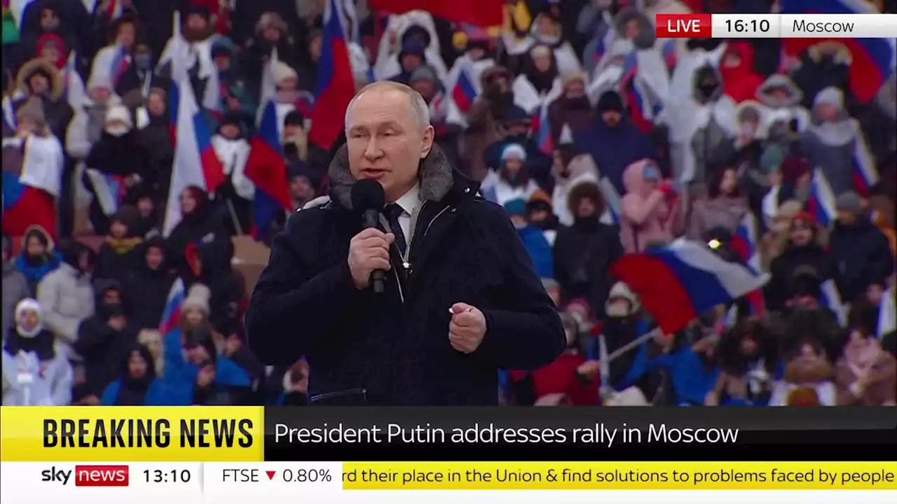 Ukraine war - latest: 'We are proud', Vladimir Putin says as he holds massive rally in Moscow; Joe Biden meets nine NATO leaders