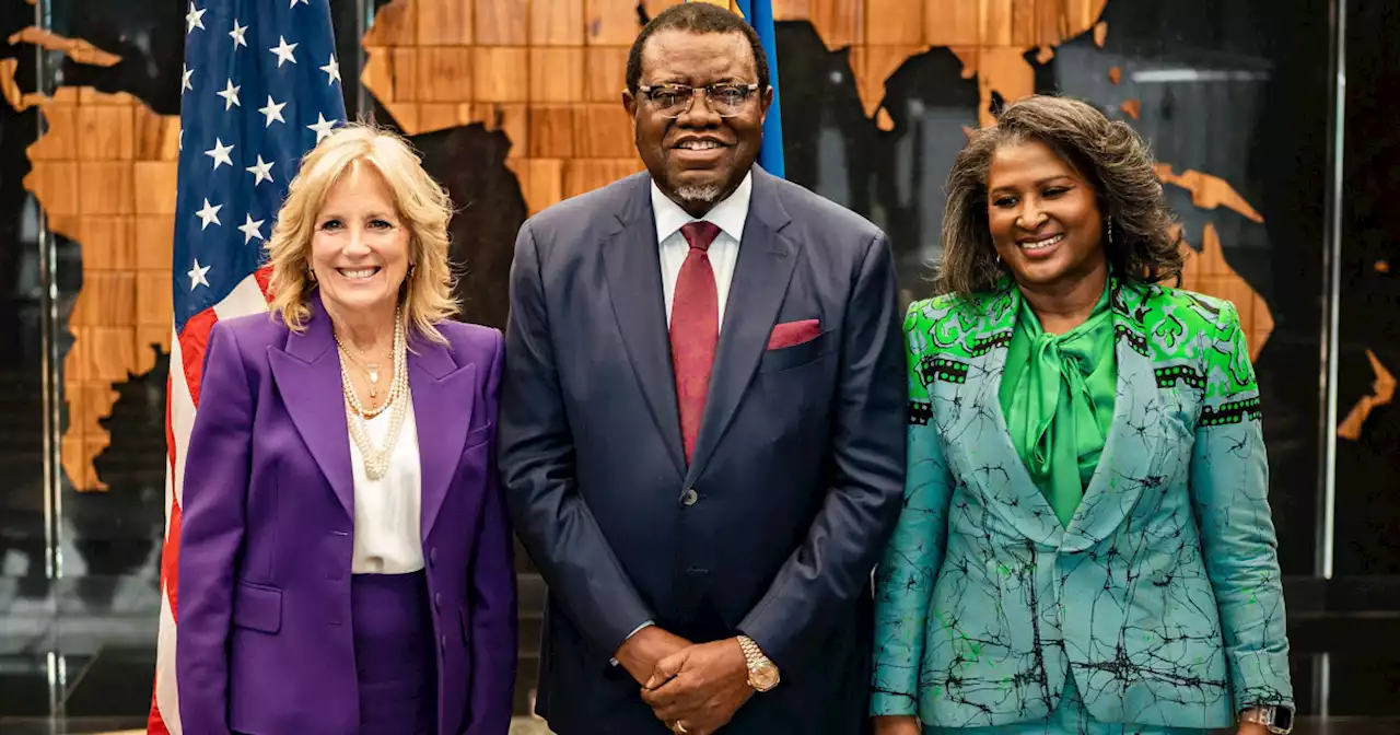 Namibian dancers, president welcome Jill Biden to Africa