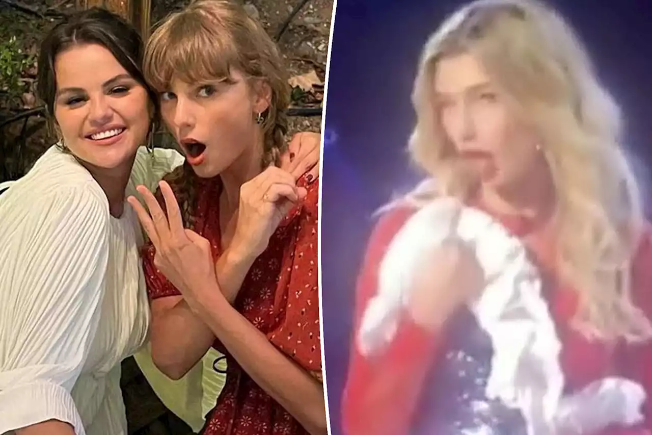 Selena Gomez reacts to resurfaced video of Hailey Bieber gagging over Taylor Swift