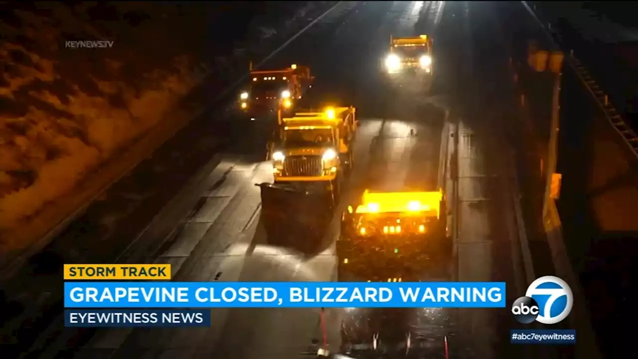 5 Freeway closed in Grapevine as blizzard warning takes effect in LA County mountains