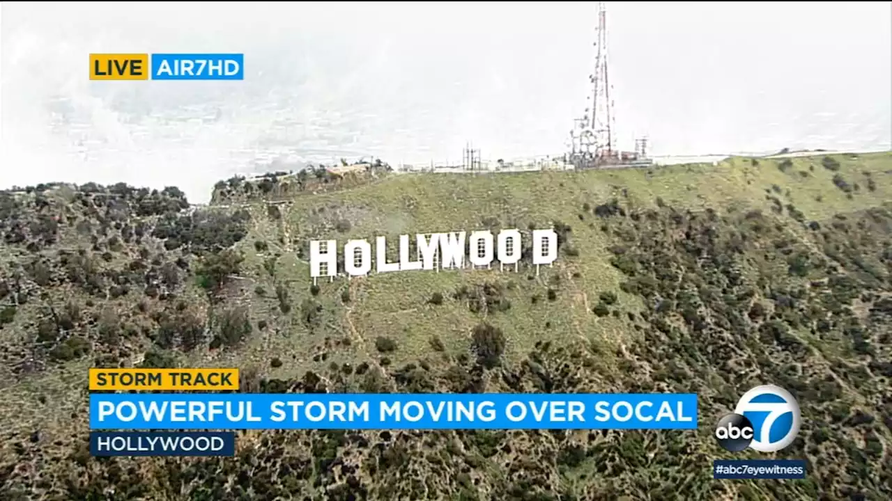 Light dusting of snow falls near Hollywood sign