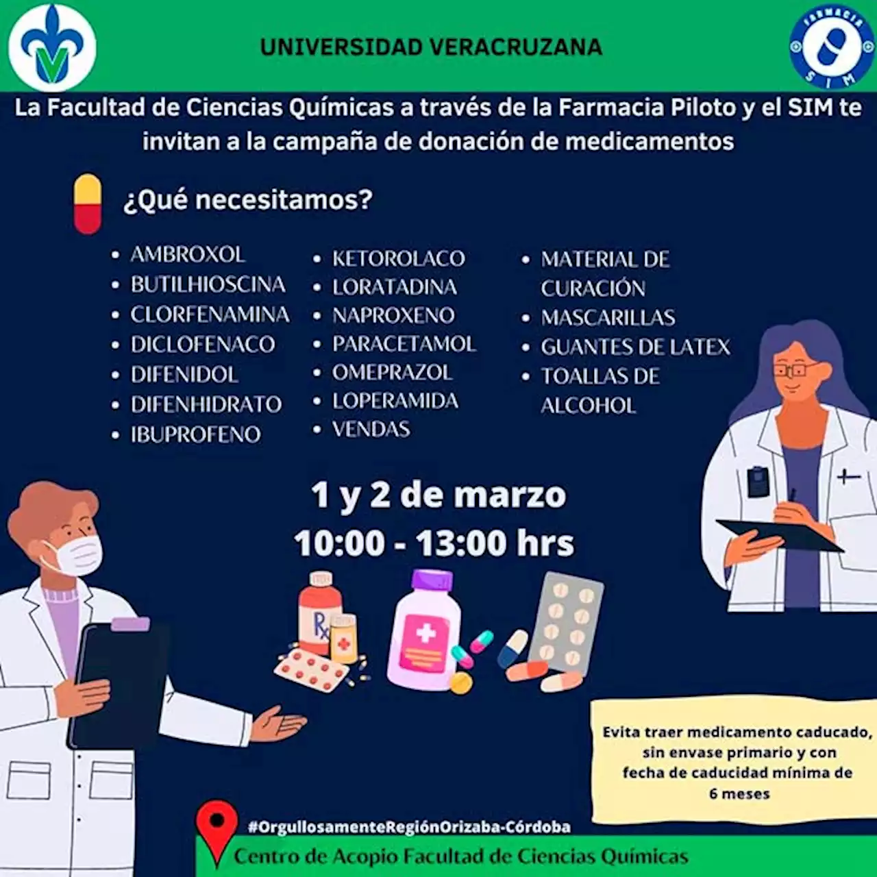 Medicina UV en Orizaba invita a donar medicamentos