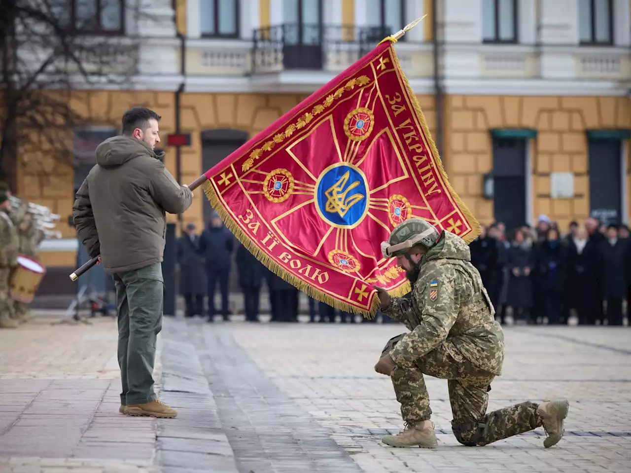 Tears, defiance and new tanks in Ukraine for war anniversary