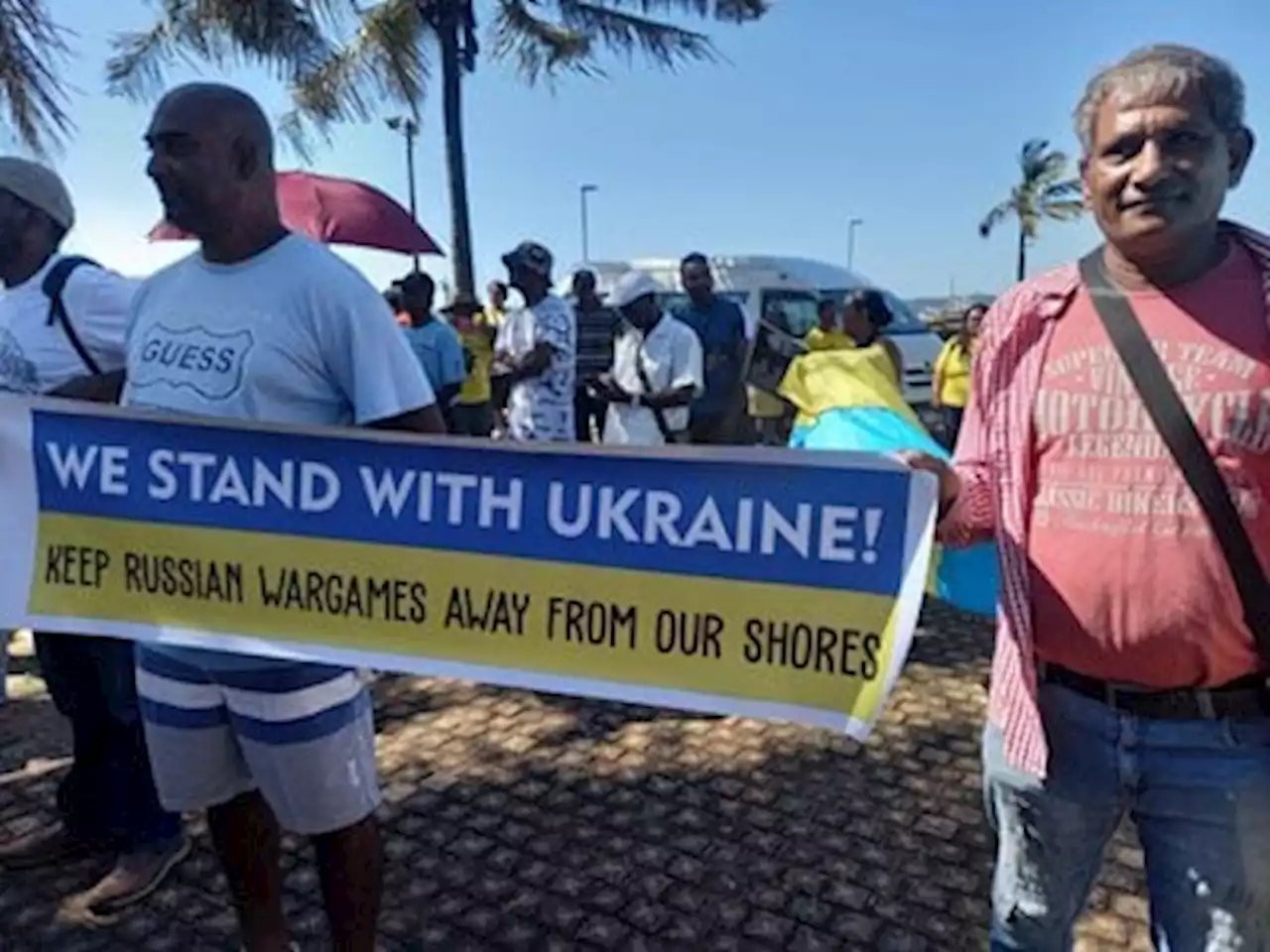 Ukrainians, Durbanites protest SA-Russia drills on Ukraine war anniversary