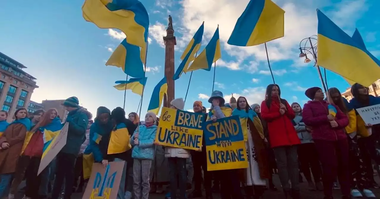 George Square demonstration marks one year since Russia invasion of Ukraine