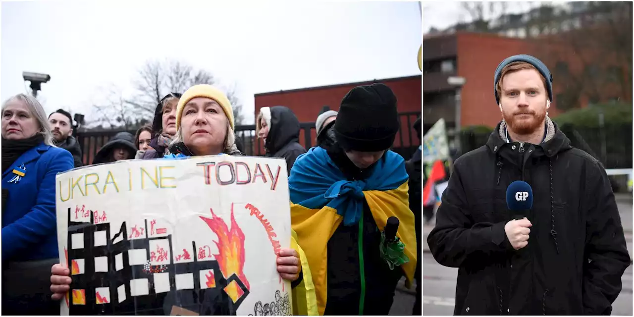 Demonstration i Göteborg på årsdagen av kriget