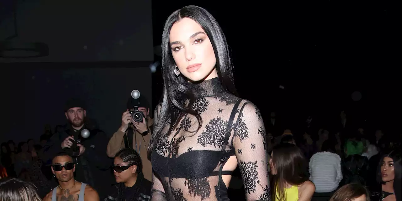 Dua Lipa Looks Simply Fabulous in a See-Through Lace Jumpsuit and Black Lingerie